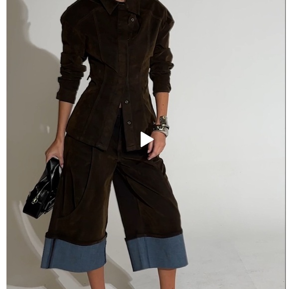 FALL VIBES VELVET DENIM BUTTON DOWN - L - Picture 4 of 4